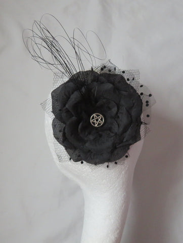 Black Rose Penny Blossom Hair Clip