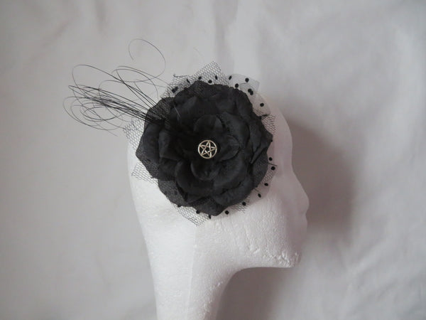 Black Rose Penny Blossom Hair Clip