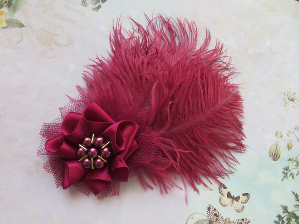 Plum Burgundy Austen Feather Clip