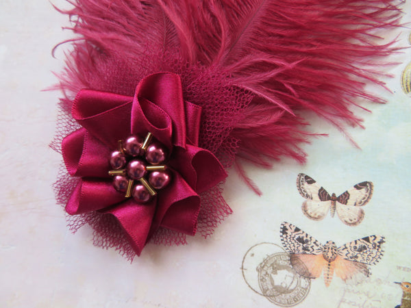 Plum Burgundy Austen Feather Clip