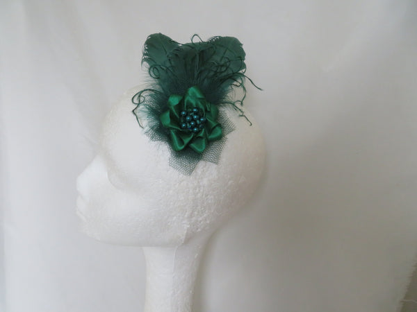 Bottle Green Darcy Feather Clip