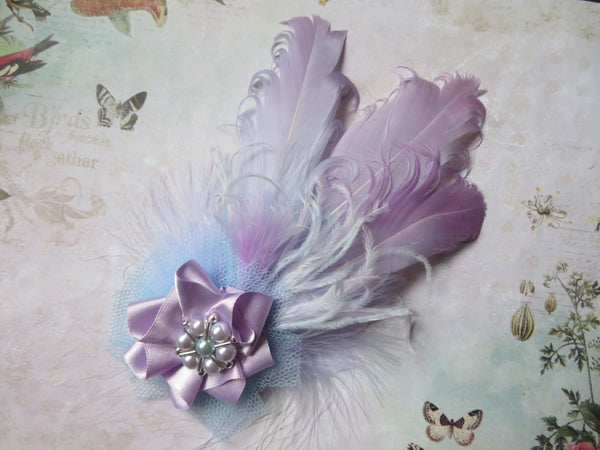 Lilac & Pale Blue Darcy Feather Clip
