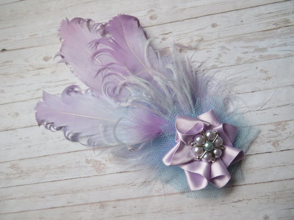 Lilac & Pale Blue Darcy Feather Clip