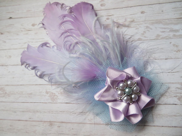 Lilac & Pale Blue Darcy Feather Clip