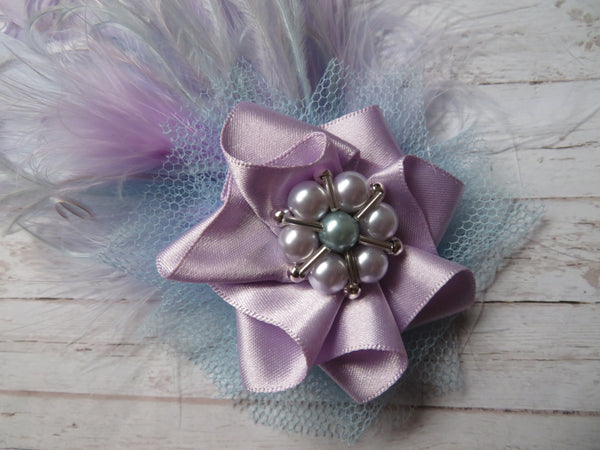 Lilac & Pale Blue Darcy Feather Clip