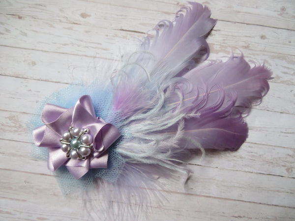 Lilac & Pale Blue Darcy Feather Clip