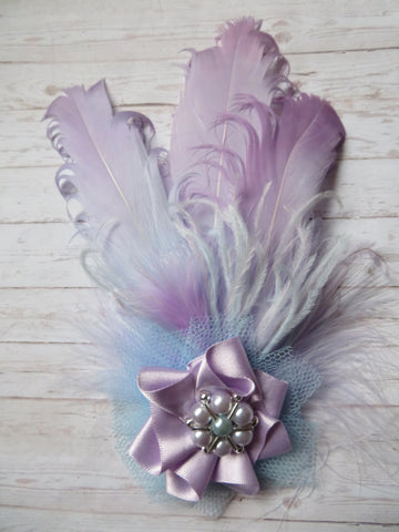 Lilac & Pale Blue Darcy Feather Clip
