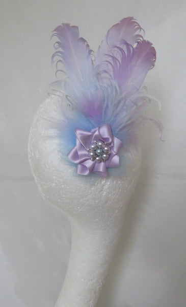 Lilac and Pale Blue Darcy Feather Clip