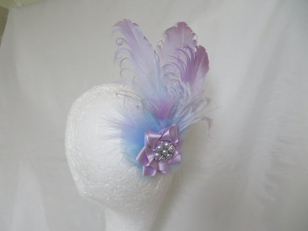 Lilac and Pale Blue Darcy Feather Clip