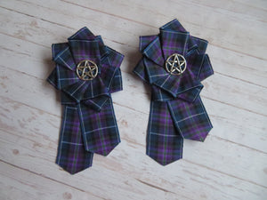 Pride of Scotland Tartan Ribbon Ruffle Pentagram Brooch