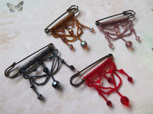 Beaded Swag Kilt Brooch Pin