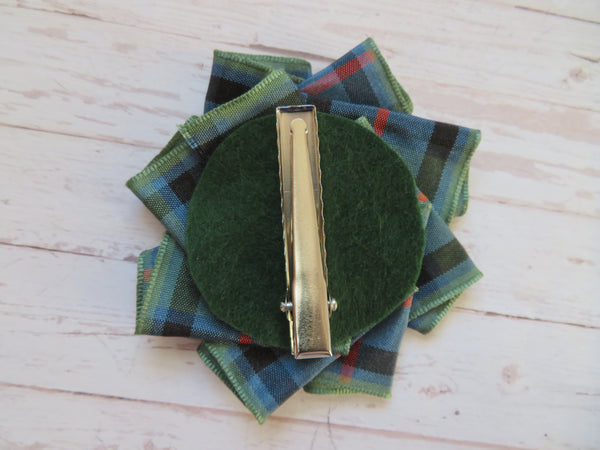 Flower of Scotland Celtic Beaded Tartan Ruffle Rosette