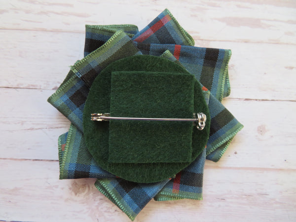 Flower of Scotland Celtic Beaded Tartan Ruffle Rosette