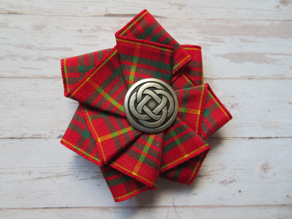 Mini Tartan Ribbon Ruffle Hair Clips