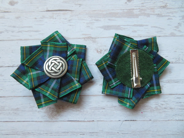 Mini Tartan Ribbon Ruffle Hair Clips