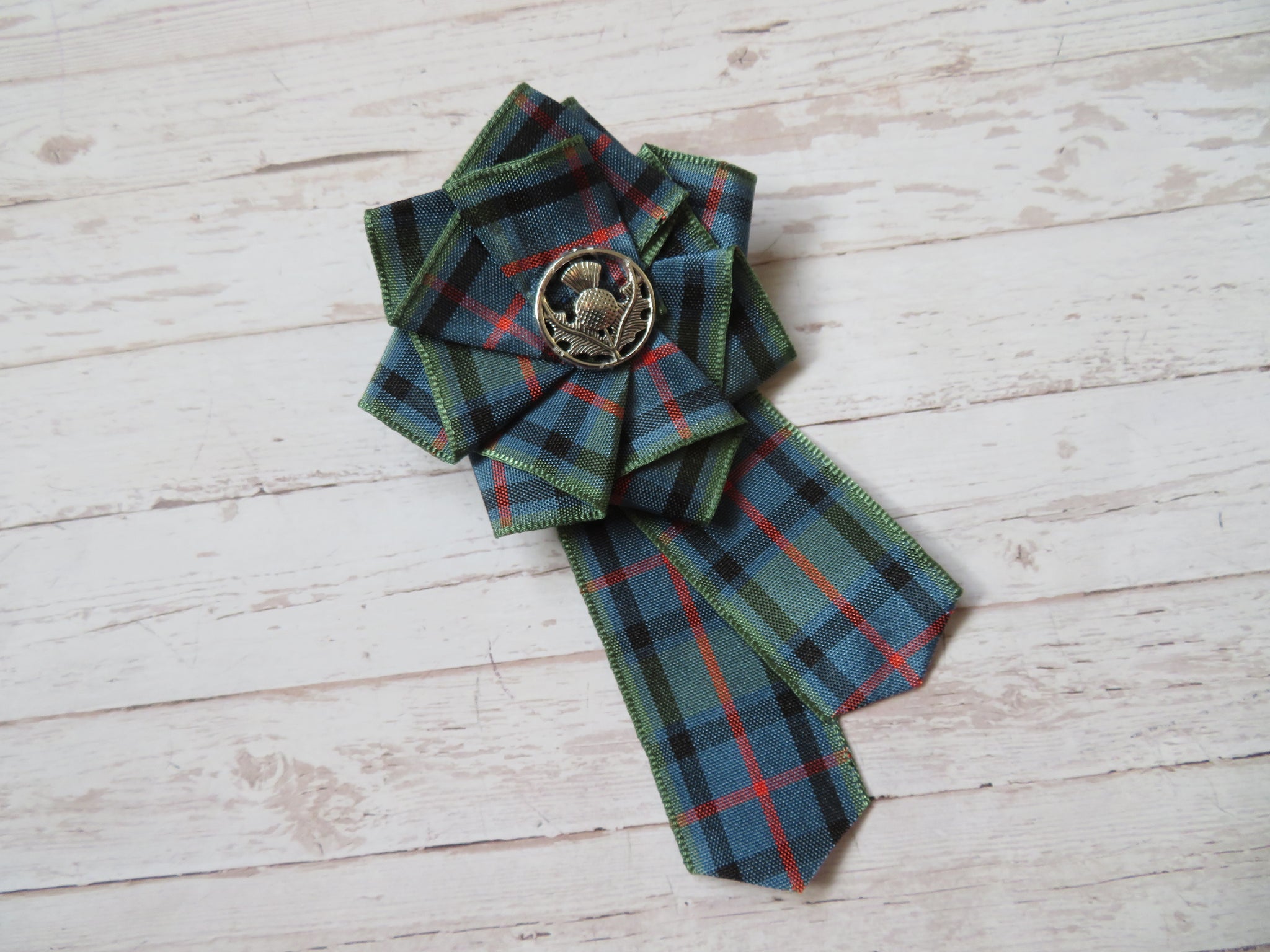 Flower of Scotland Tartan Thistle Brooch