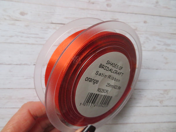Orange Single Face Satin Ribbon Roll 25 mm wide x 22.5 m