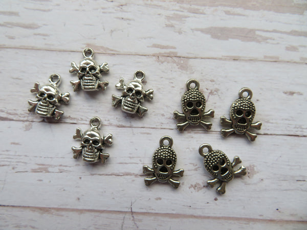 Silver Skull & Crossbones Charms