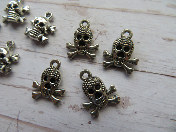 Silver Skull & Crossbones Charms