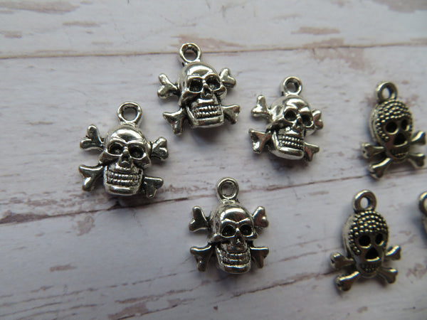 Silver Skull & Crossbones Charms