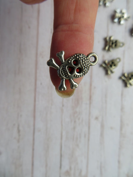 Silver Skull & Crossbones Charms