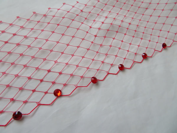Red Narrow Bandeau Eye Veil
