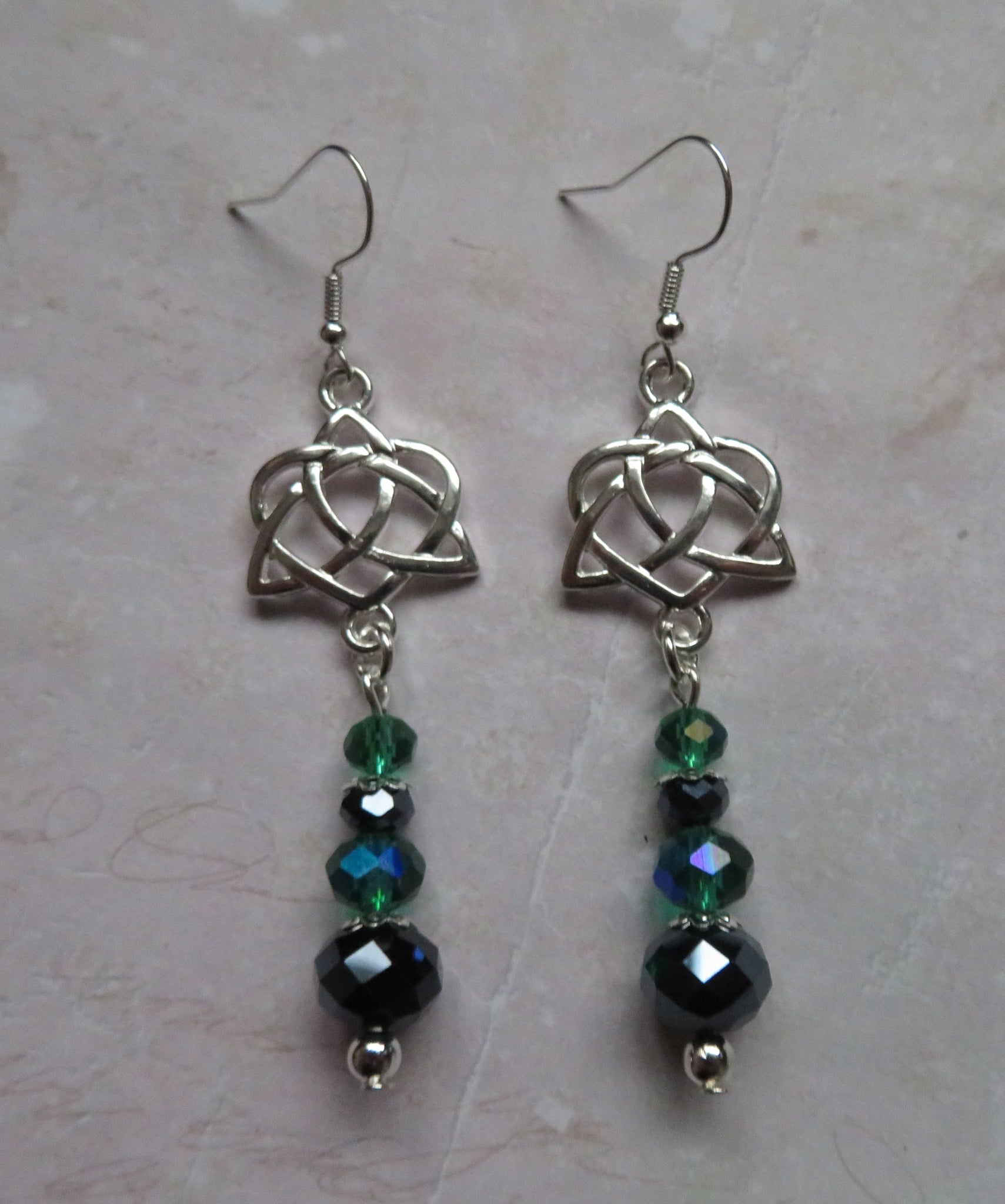 Navy & Dark Green Triquetra Knot Earrings