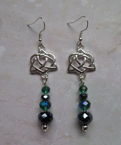 Navy & Dark Green Triquetra Knot Earrings