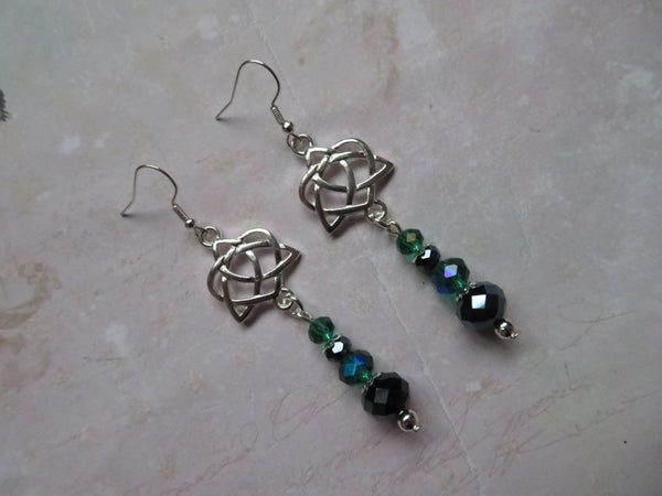 Navy & Dark Green Triquetra Knot Earrings