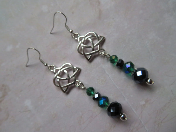 Navy & Dark Green Triquetra Knot Earrings