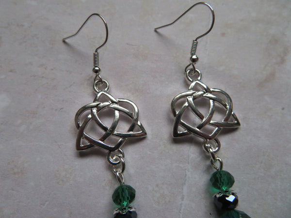 Navy & Dark Green Triquetra Knot Earrings