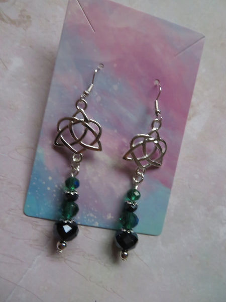 Navy & Dark Green Triquetra Knot Earrings