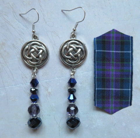 Highland Whispers Purple & Navy Celtic Earrings