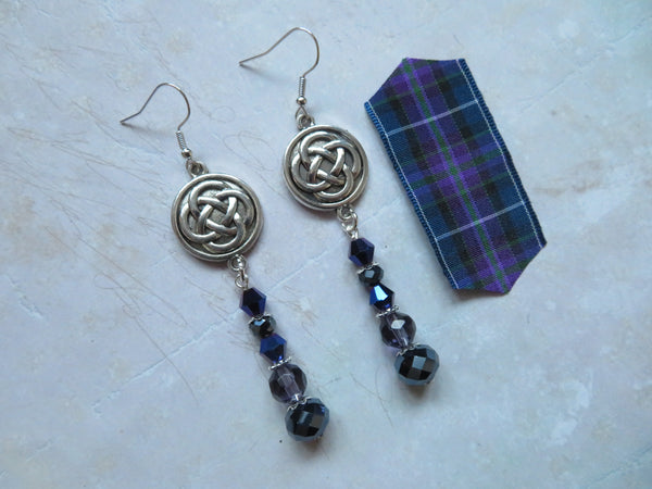 Highland Whispers Purple & Navy Celtic Earrings