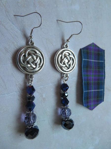 Highland Whispers Purple & Navy Celtic Earrings