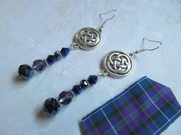Highland Whispers Purple & Navy Celtic Earrings