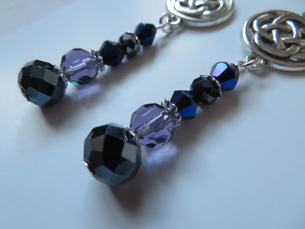 Highland Whispers Purple & Navy Celtic Earrings