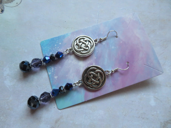 Highland Whispers Purple & Navy Celtic Earrings