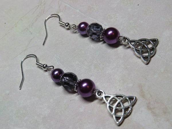 Purple Triquetra Celtic Earrings