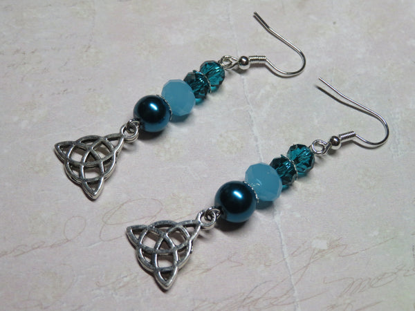 Teal & Aqua Triquetra Celtic Earrings