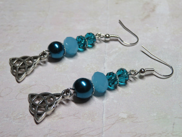 Teal & Aqua Triquetra Celtic Earrings