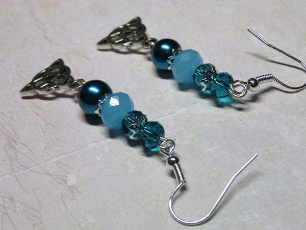 Teal & Aqua Triquetra Celtic Earrings