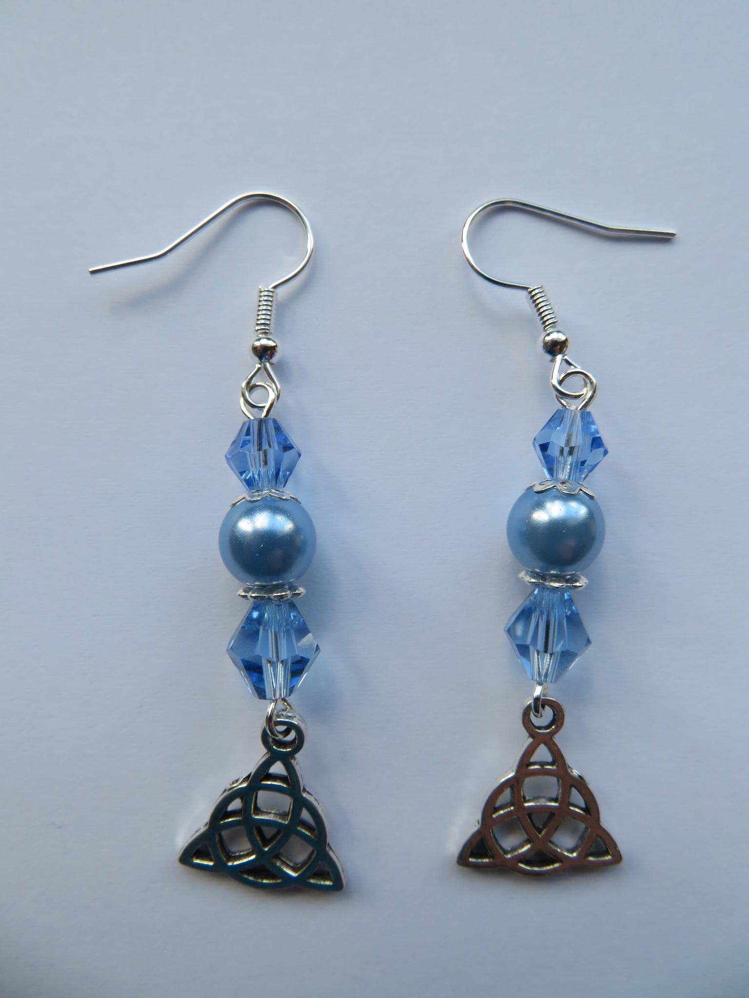 Sky Blue Triquetra Celtic Earrings