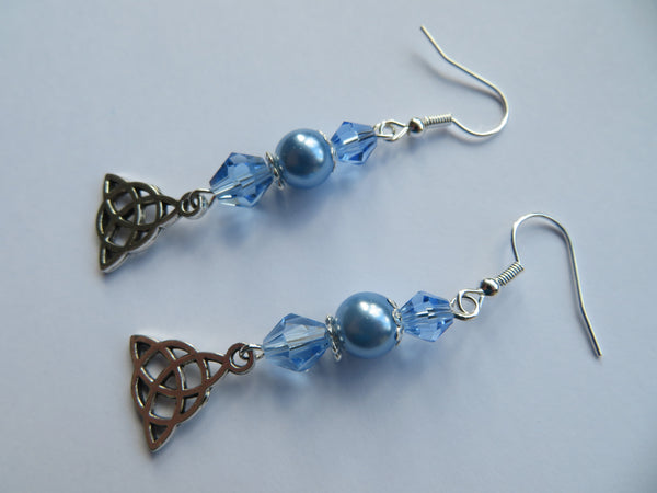 Sky Blue Triquetra Celtic Earrings