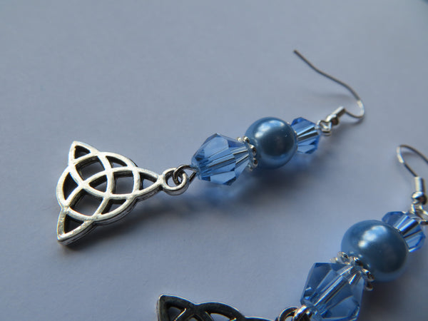 Sky Blue Triquetra Celtic Earrings