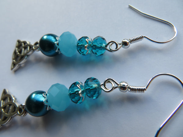 Teal & Aqua Triquetra Celtic Earrings