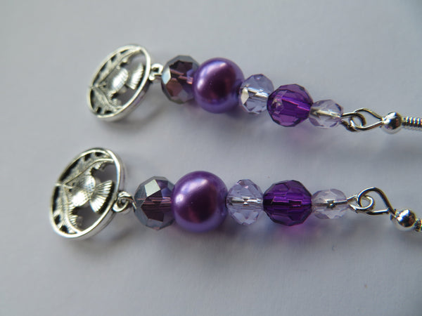 Purple & Lilac Scottish Thistle Crystal Earrings