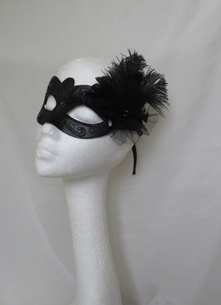 Black Feather Masquerade Mask