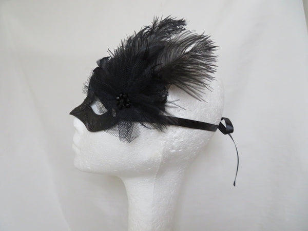 Black Feather Masquerade Mask