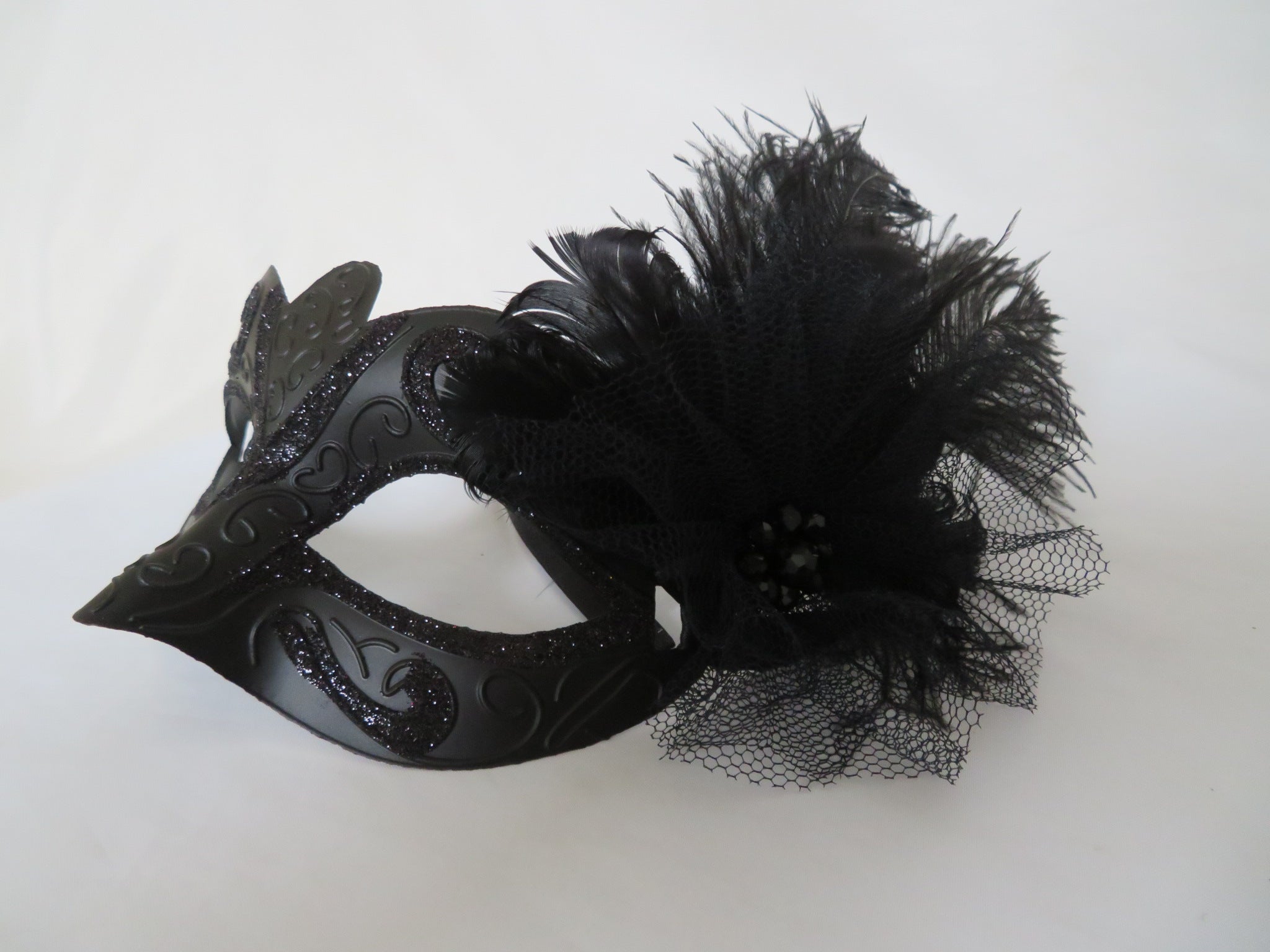 Black Feather Masquerade Mask